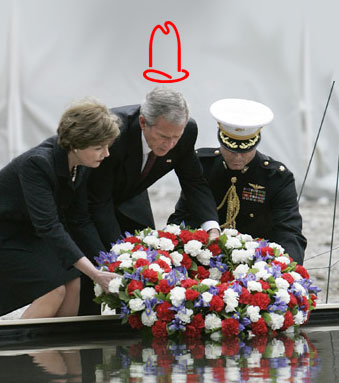 President Bush and First Lady Laura Bush pay their respects to the memory of those killed on 9/11.